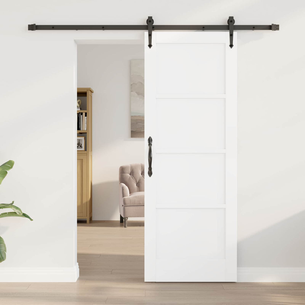 Csúszó ajtó ORKDAL 73,5 x 198,5 cm Szerelt Fa Fehér és Fekete 3