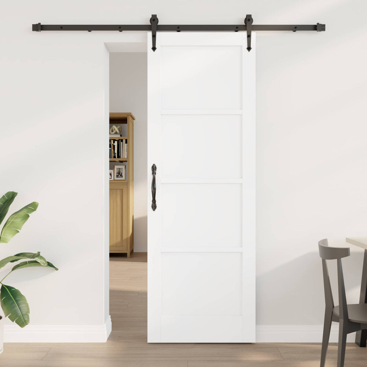 Csúszó ajtó ORKDAL 73,5 x 211 cm Szerelt Fa Fehér és Fekete