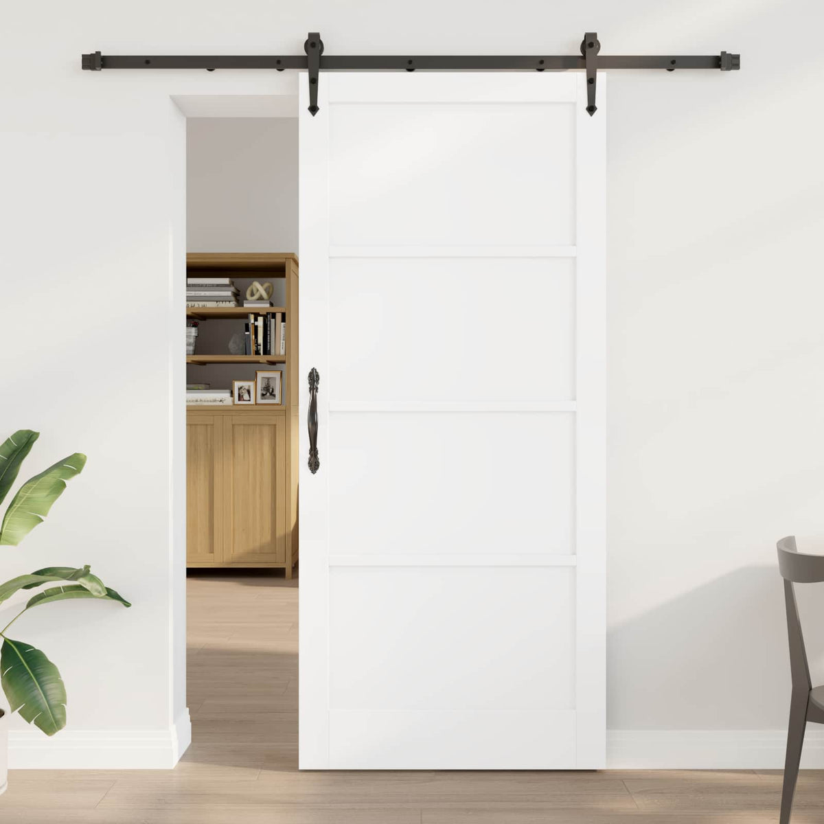 Csúszó ajtó ORKDAL 93 x 211 cm Szerelt Fa Fehér és Fekete