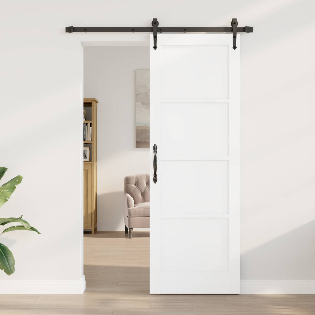 Csúszó ajtó ORKDAL 73,5 x 211 cm Szerelt Fa Fehér és Fekete 3