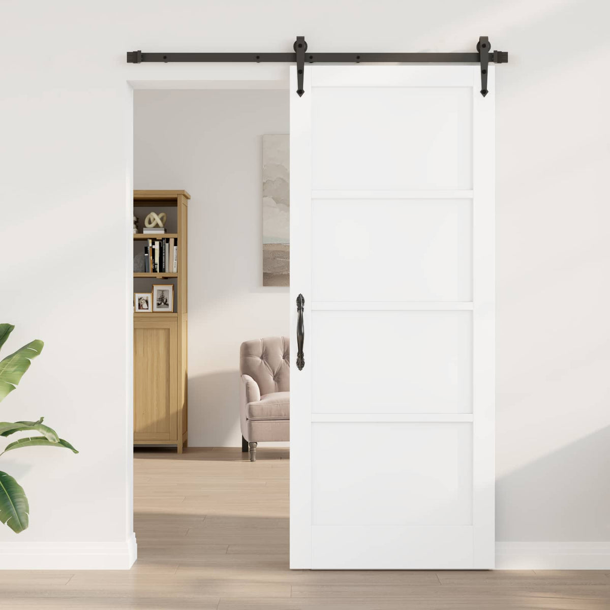Csúszó ajtó ORKDAL 86 x 211 cm Szerelt Fa Fehér és Fekete 3