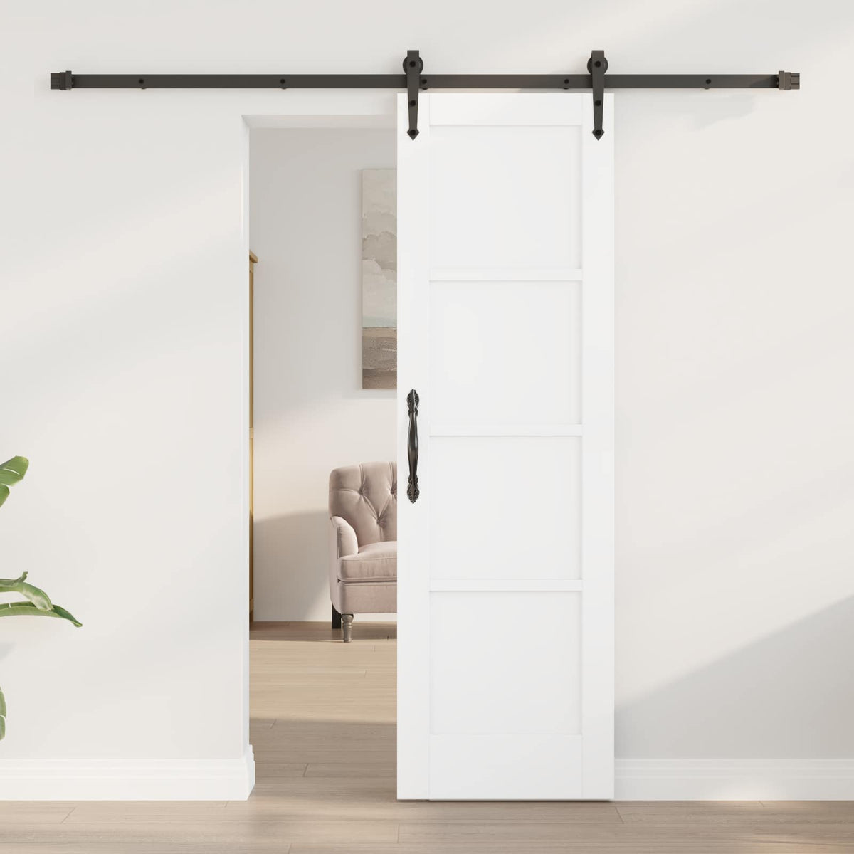 Csúszó ajtó ORKDAL 61 x 198,5 cm Szerelt Fa Fehér és Fekete 3