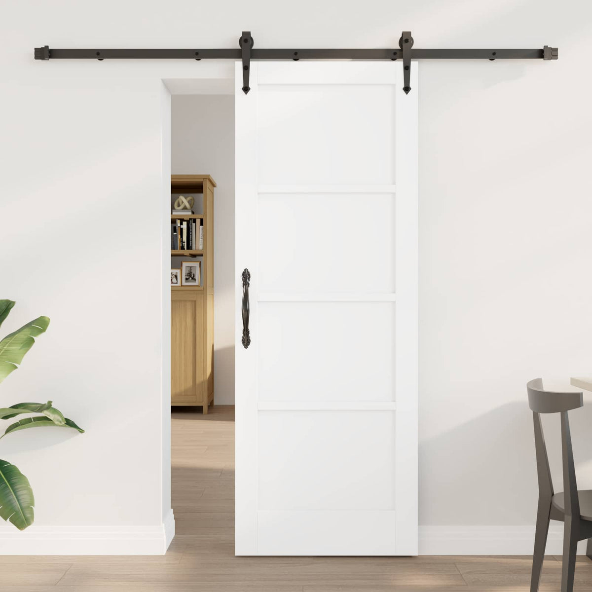 Csúszó ajtó ORKDAL 73,5 x 198,5 cm Szerelt Fa Fehér és Fekete