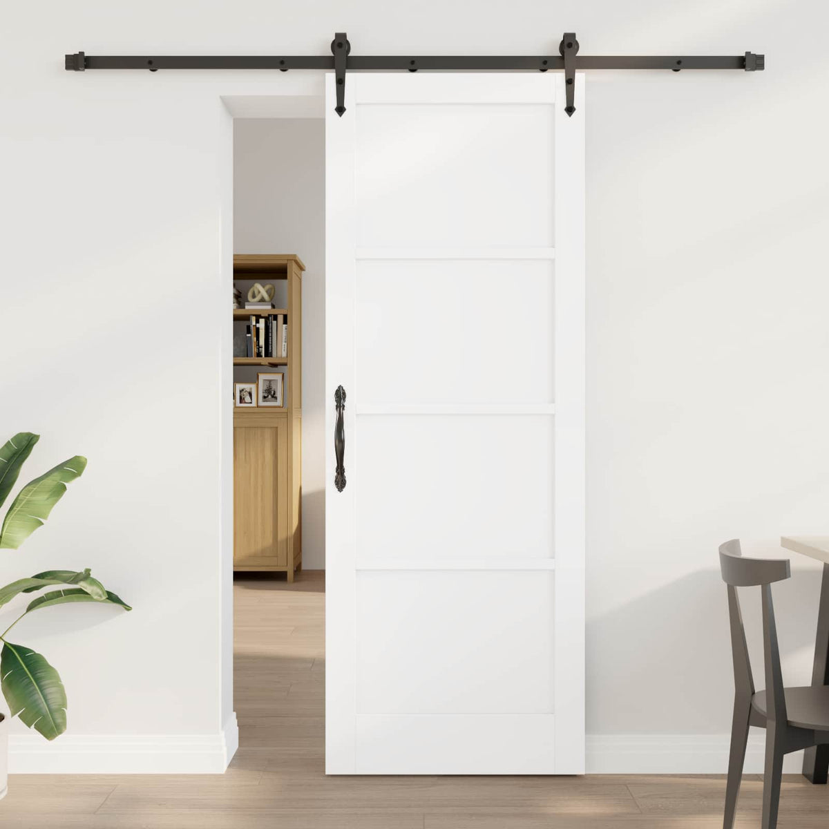 Csúszó ajtó ORKDAL 78 x 211 cm Szerelt Fa Fehér és Fekete