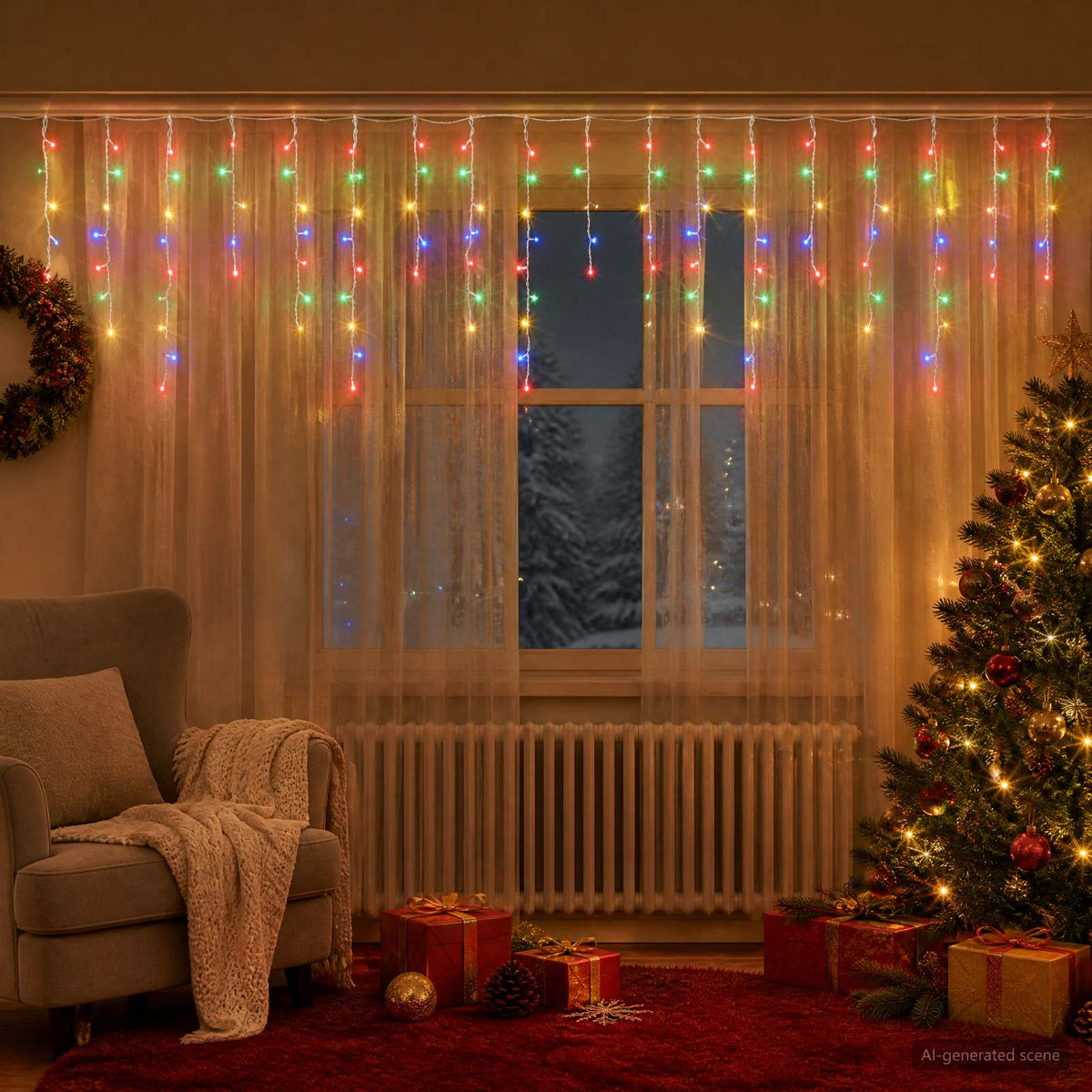 Fényfüggöny 210 LED Többszínű 500 x 72 cm