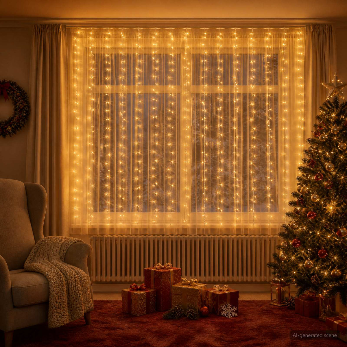 Fényfüggöny 400 LED Meleg fehér 600 x 200 cm