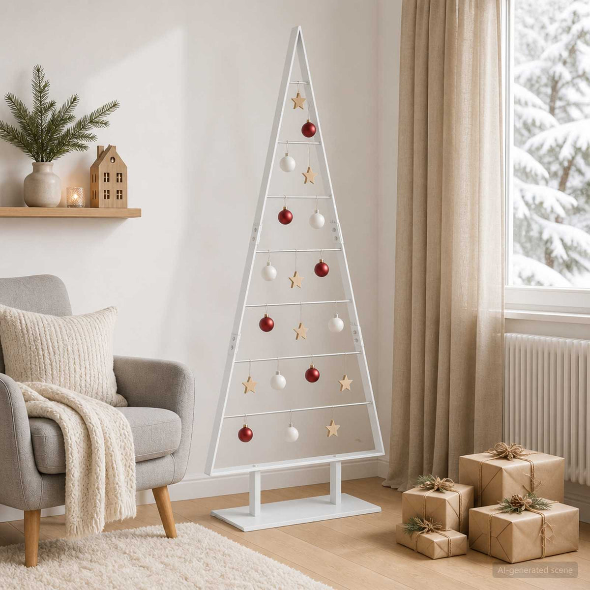 Fém karácsonyfa KUOPIO 150 cm Acél Fehér
