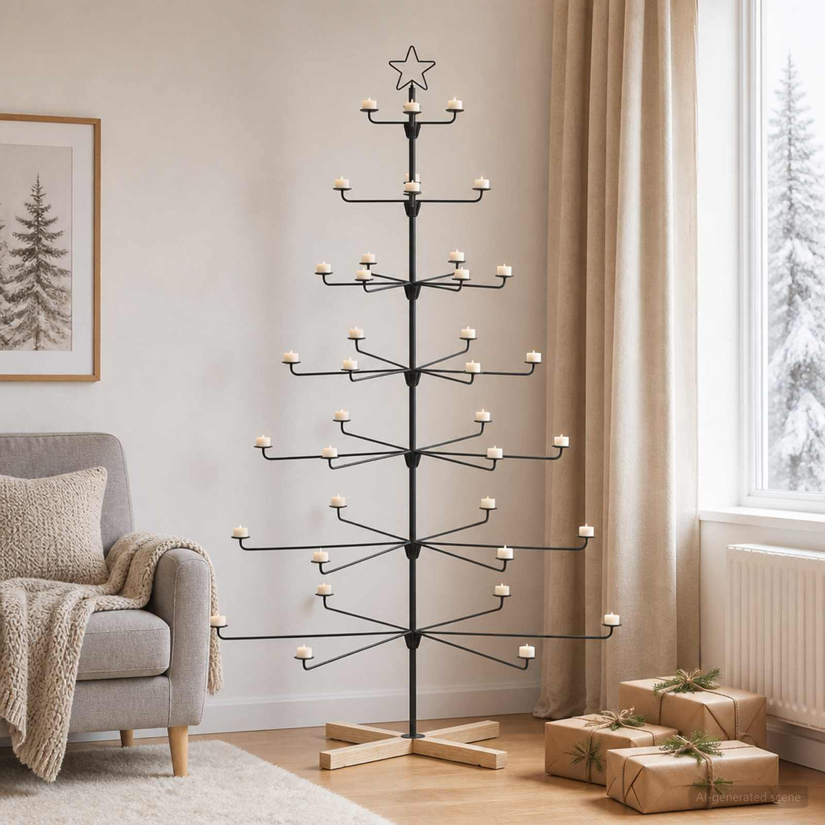 Fém karácsonyfa tartóval KUOPIO 180 cm Acél Fekete 4