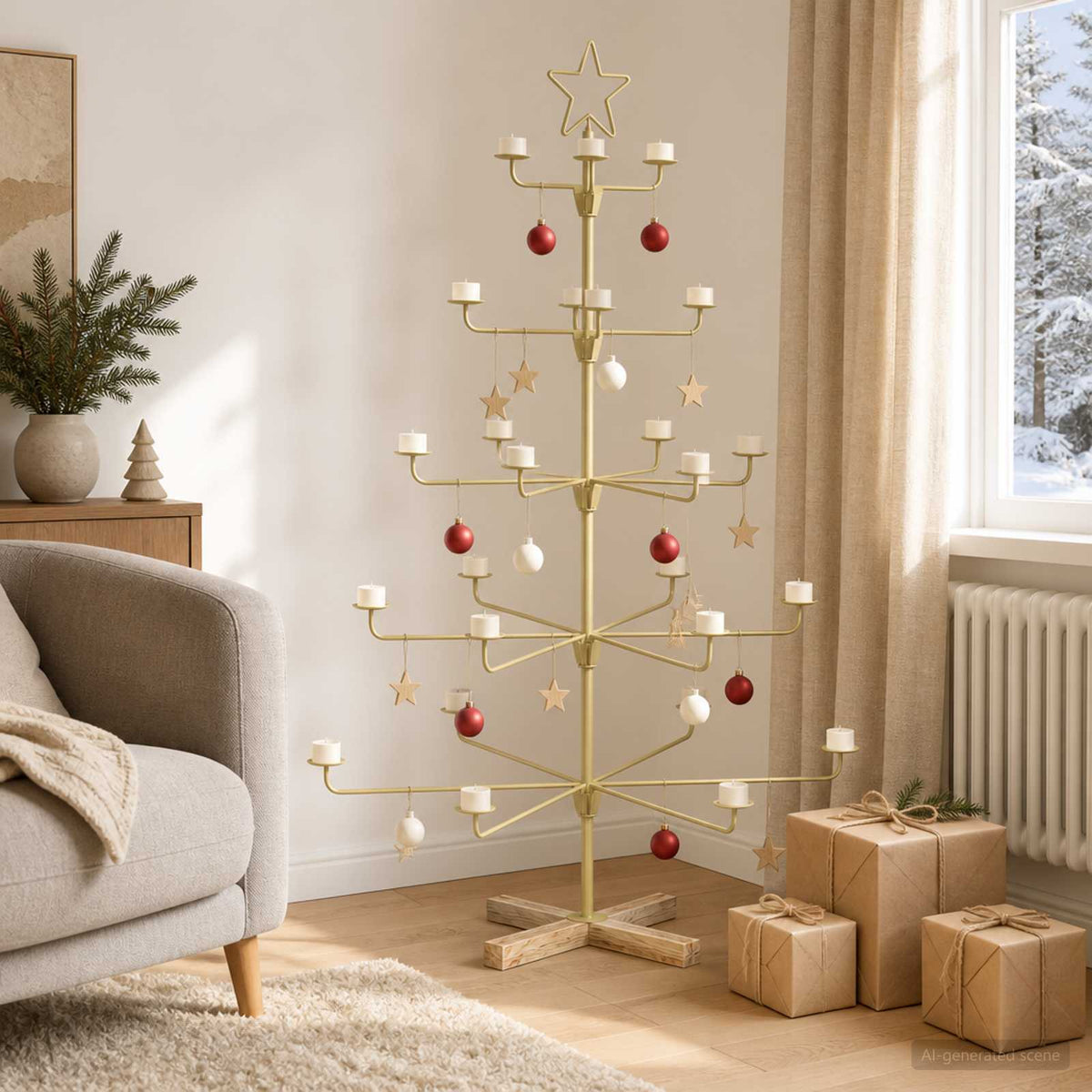 Fém karácsonyfa tartóval KUOPIO 125 cm Acél Arany