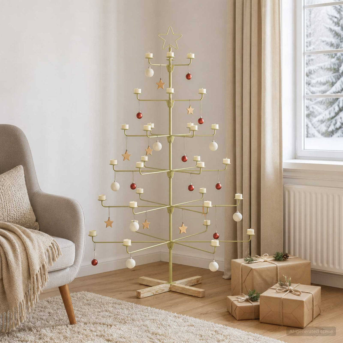 Fém karácsonyfa tartóval KUOPIO 150 cm Acél Arany 4