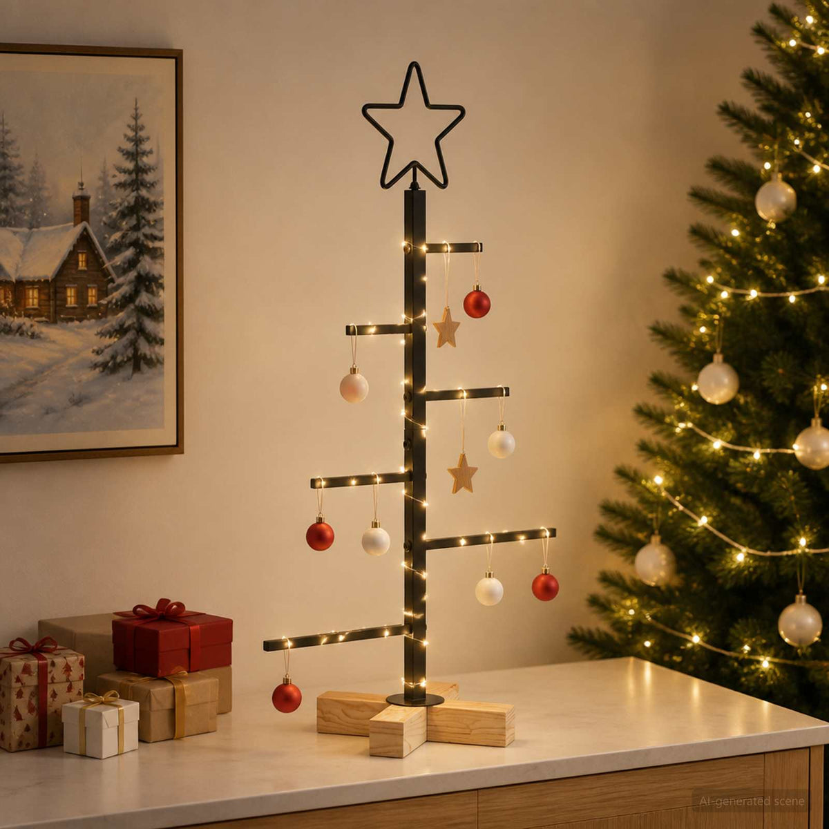 Fém karácsonyfa KUOPIO 60 cm Acél Fekete 3