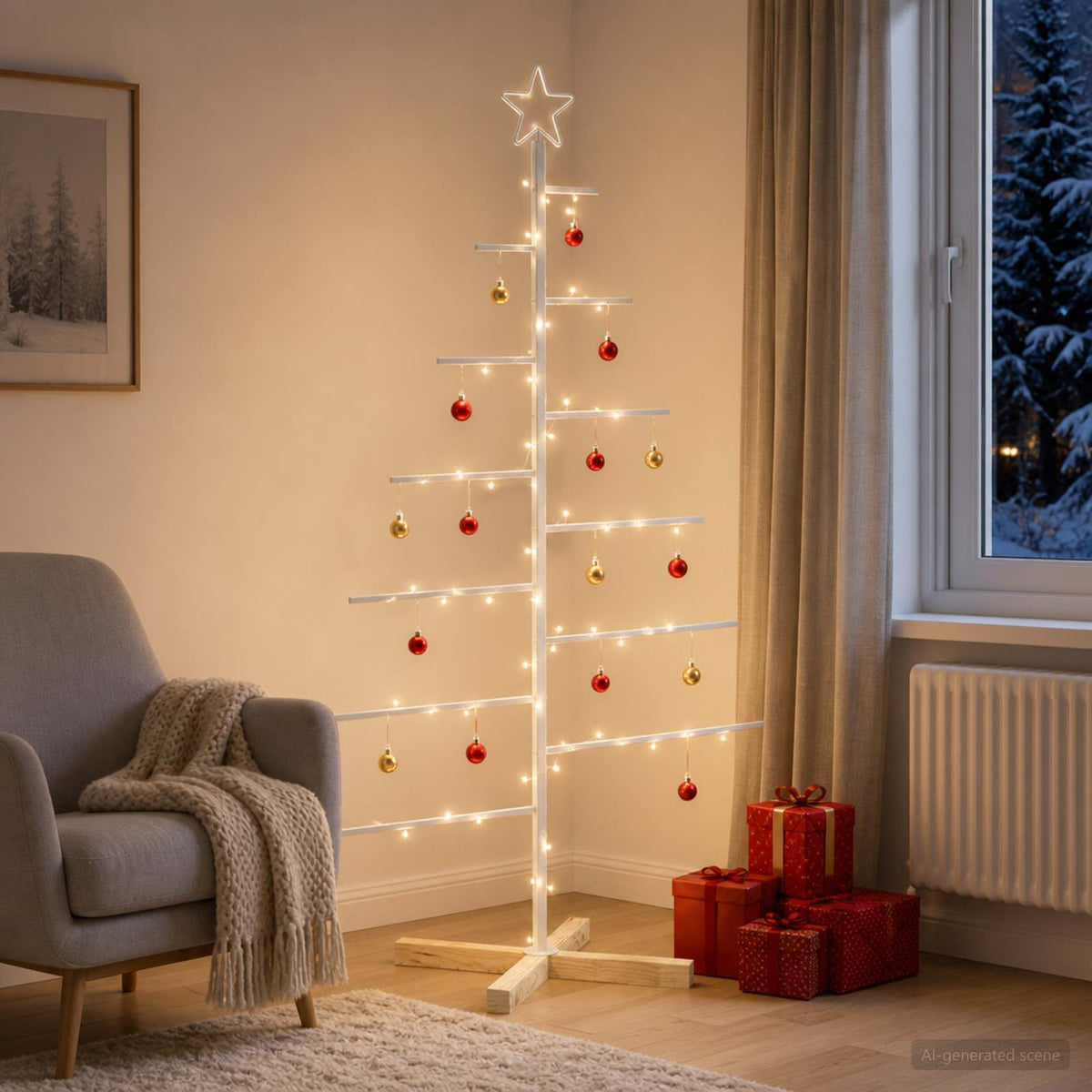 Fém karácsonyfa állvánnyal KUOPIO 150 cm Acél Fehér 3