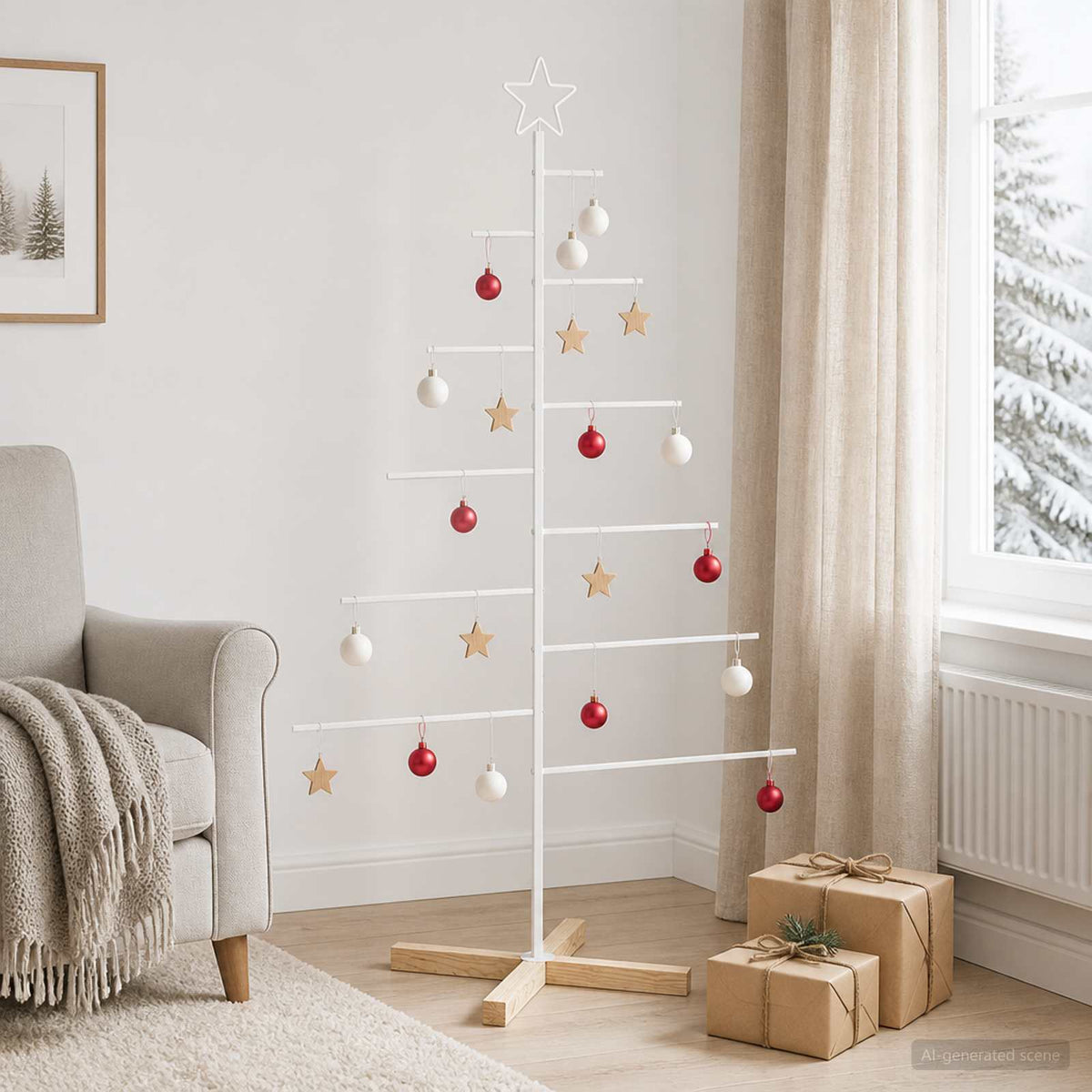 Fém karácsonyfa állvánnyal KUOPIO 150 cm Acél Fehér