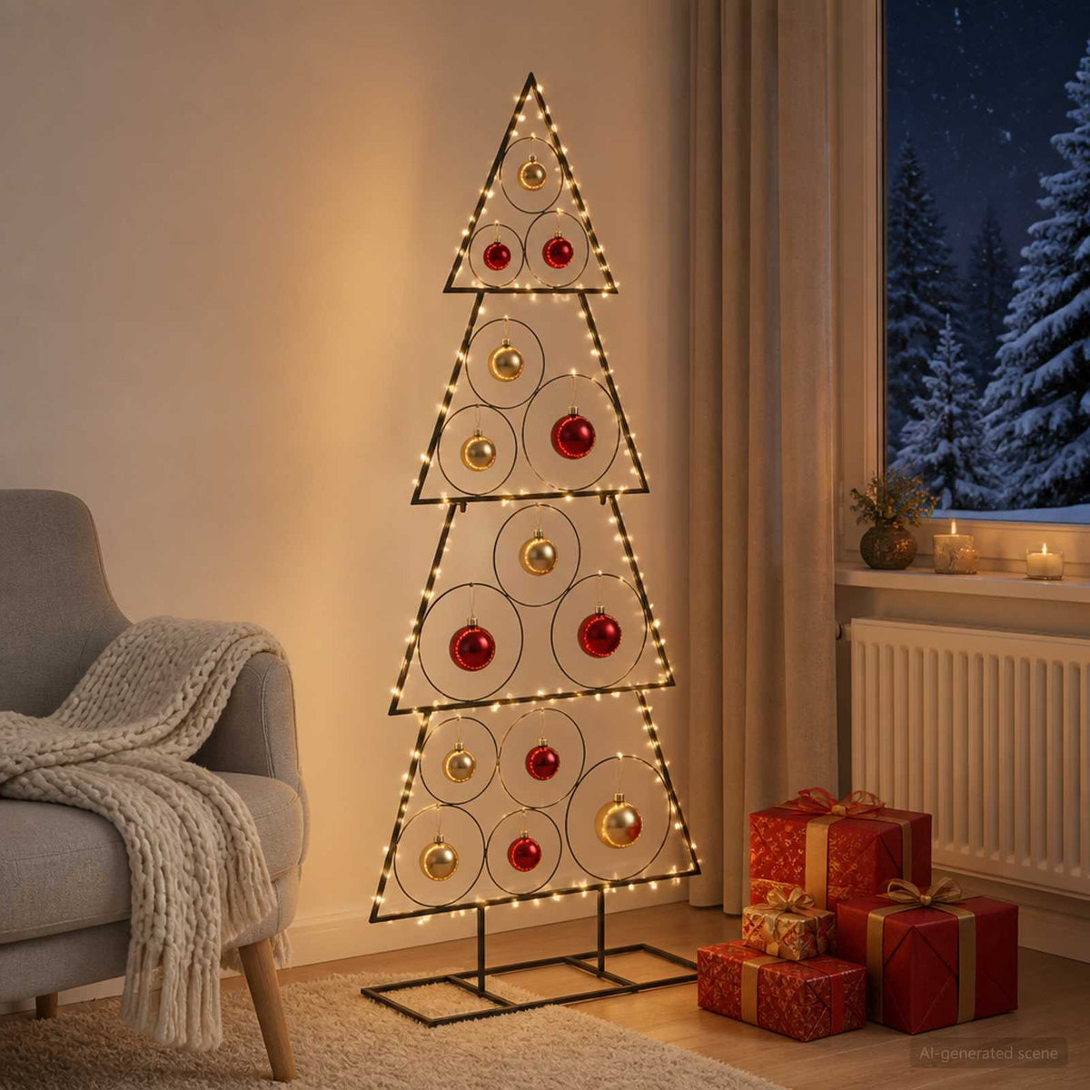 Fém karácsonyfa állvánnyal KUOPIO 125 cm Acél Fekete 3