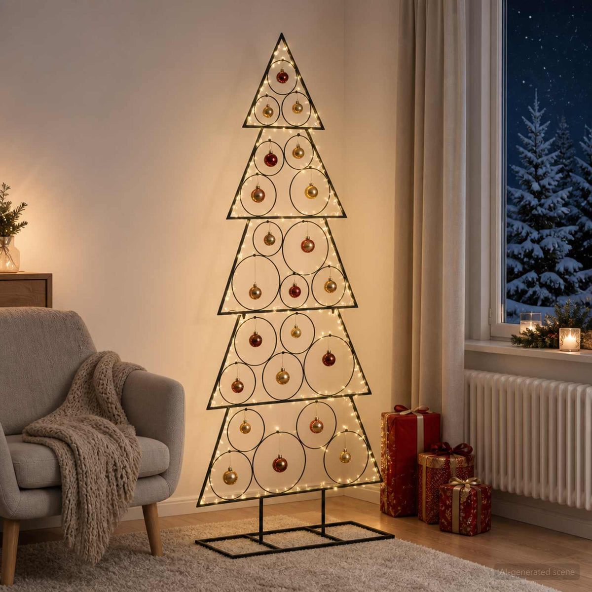 Fém karácsonyfa állvánnyal KUOPIO 150 cm Acél Fekete
