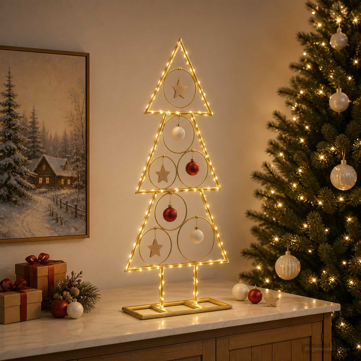Fém karácsonyfa KUOPIO 60 cm Acél Arany 3