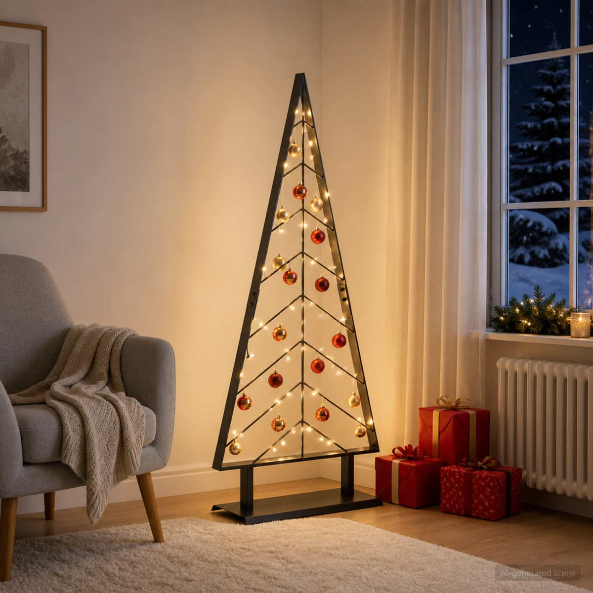 Fém karácsonyfa állvánnyal KUOPIO 125 cm Acél Fekete 3
