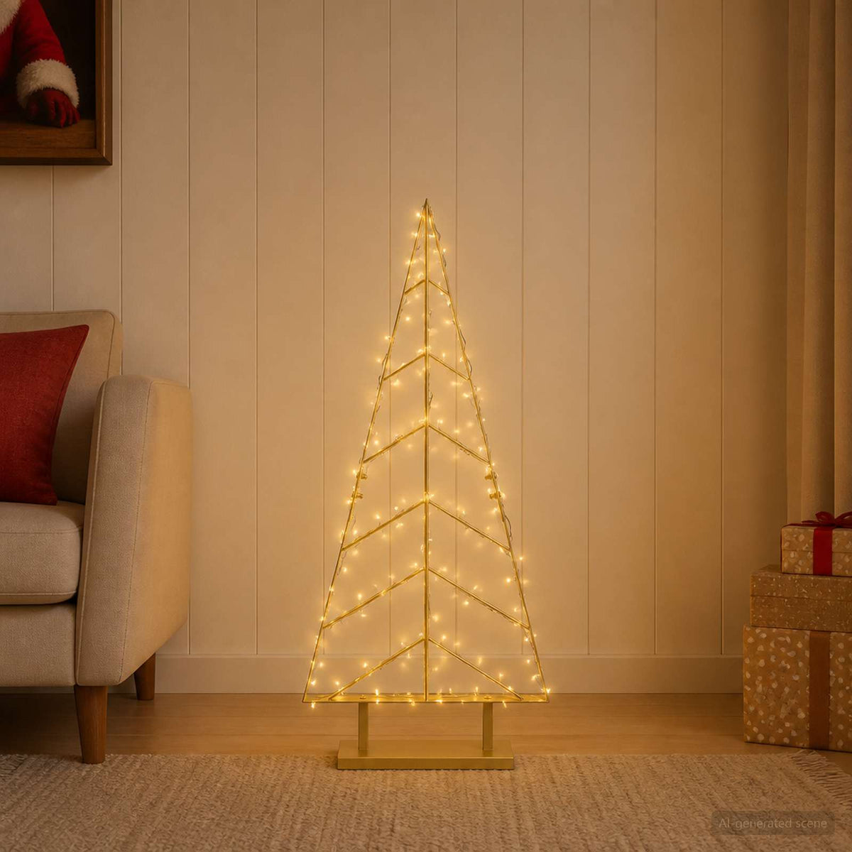 Fém karácsonyfa állvánnyal KUOPIO 90 cm Acél Arany 3