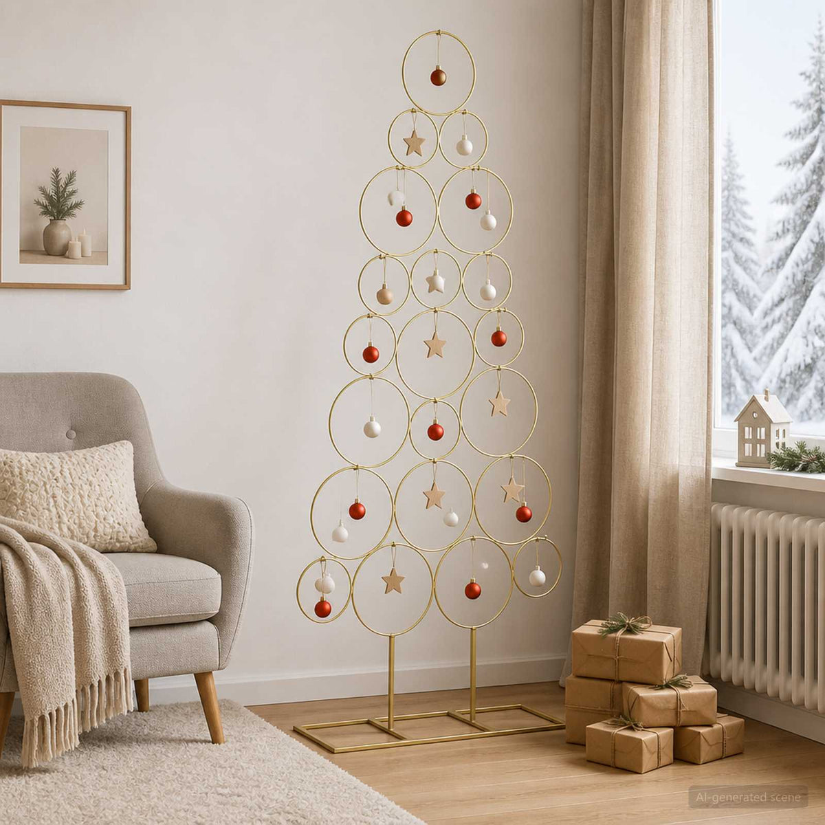 Fém karácsonyfa KUOPIO 125 cm Acél Arany 3