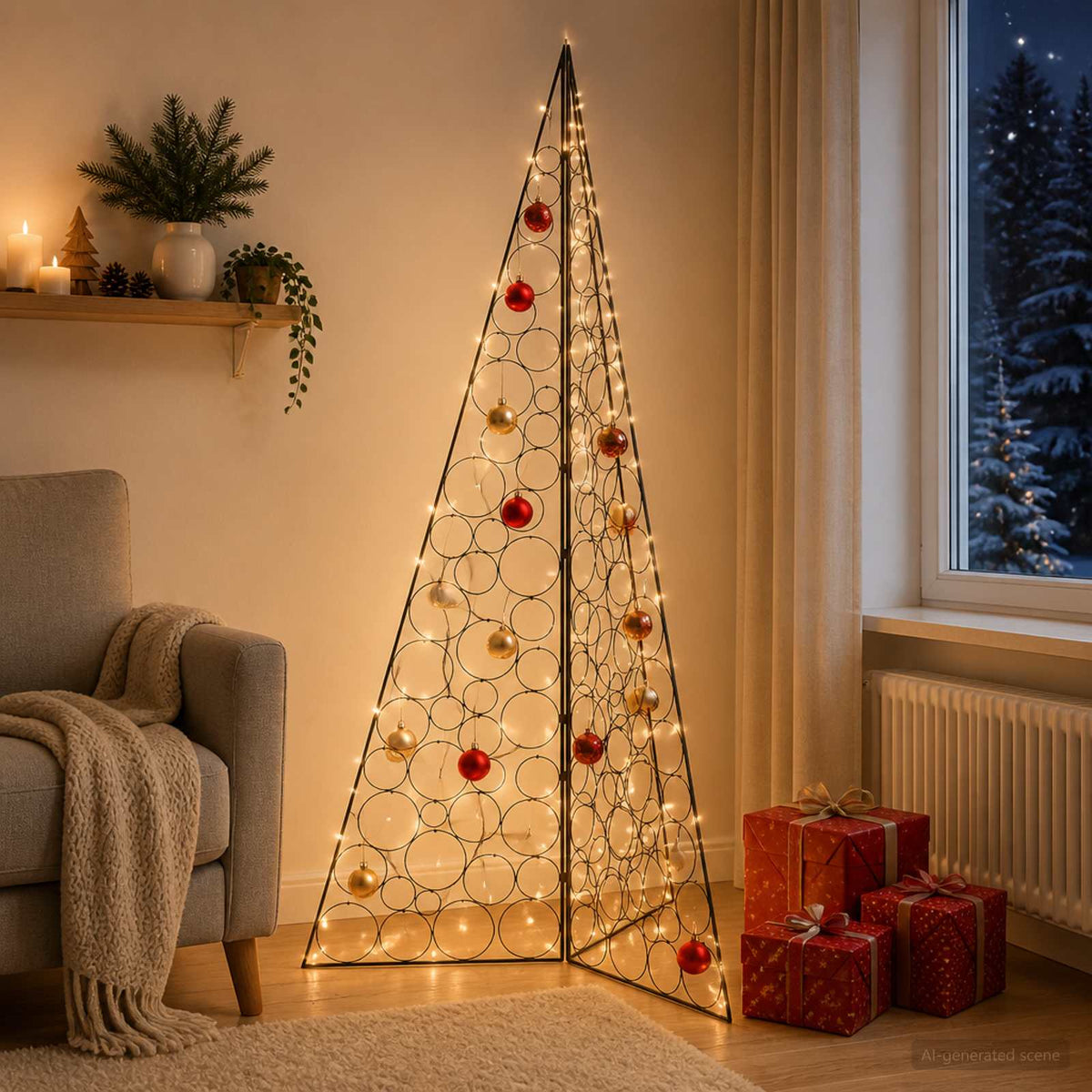 Fém karácsonyfa KUOPIO 210 cm Acél Fekete