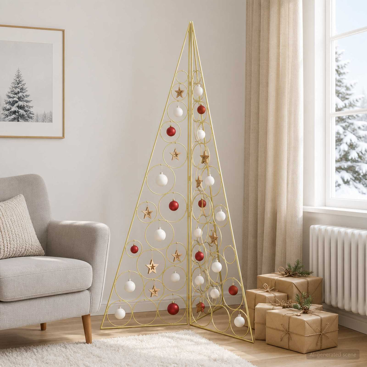 Fém karácsonyfa KUOPIO 140 cm Acél Arany 3