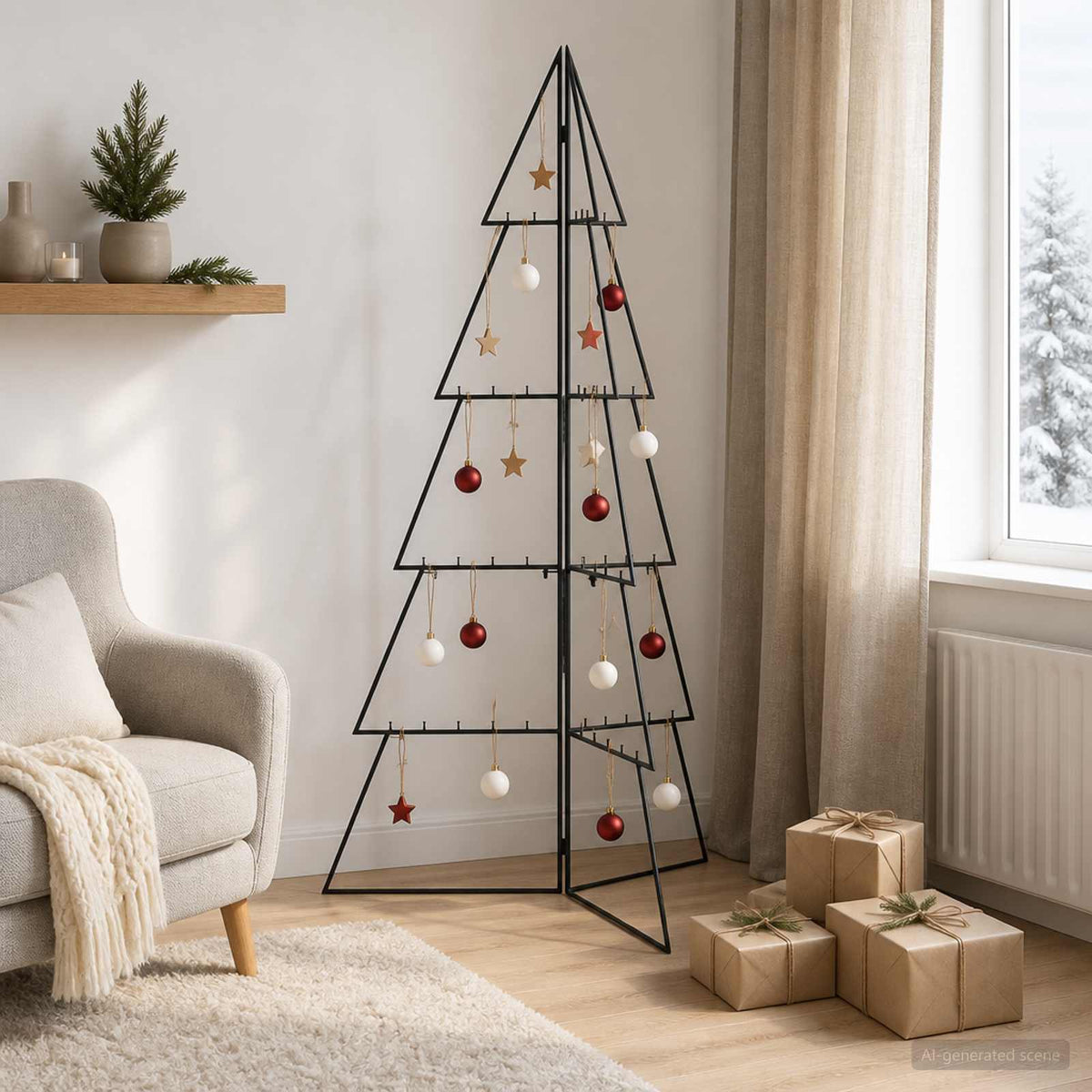 Fém karácsonyfa KUOPIO 140 cm Acél Fekete 3