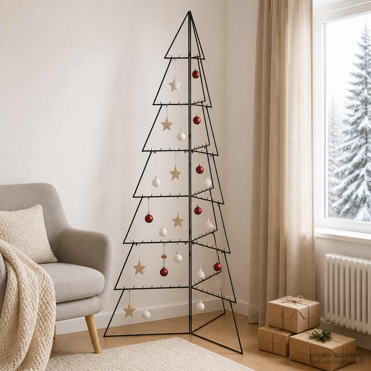Fém karácsonyfa KUOPIO 210 cm Acél Fekete