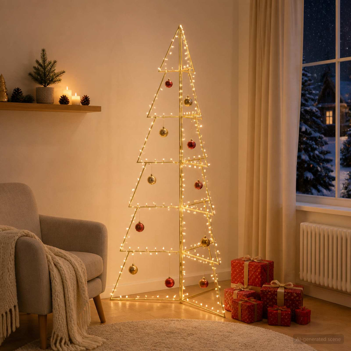 Fém karácsonyfa KUOPIO 210 cm Acél Arany 3