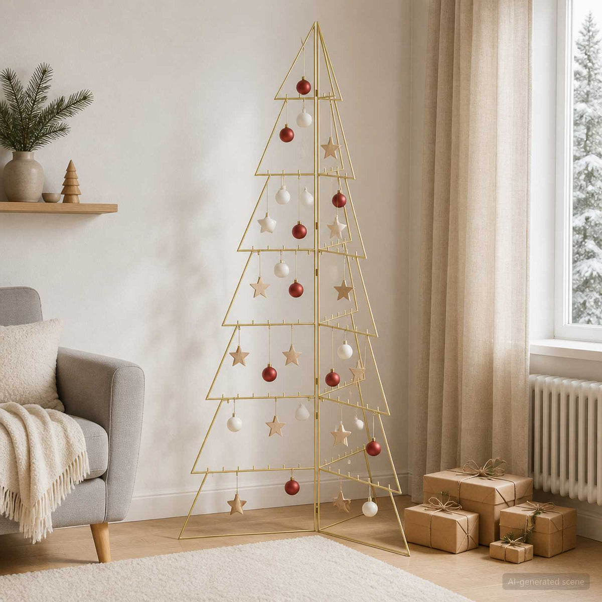 Fém karácsonyfa KUOPIO 210 cm Acél Arany