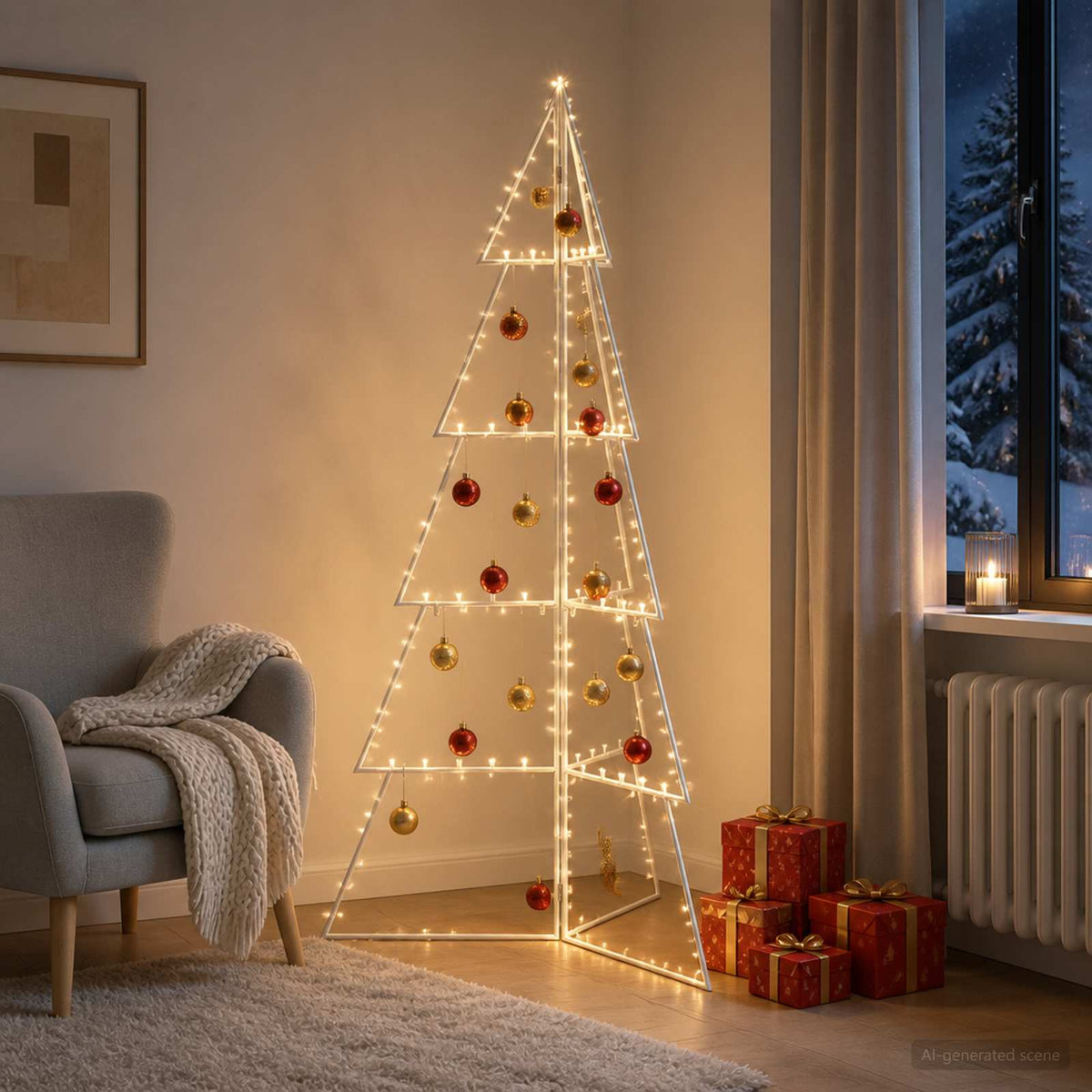 Fém karácsonyfa KUOPIO 140 cm Acél Fehér