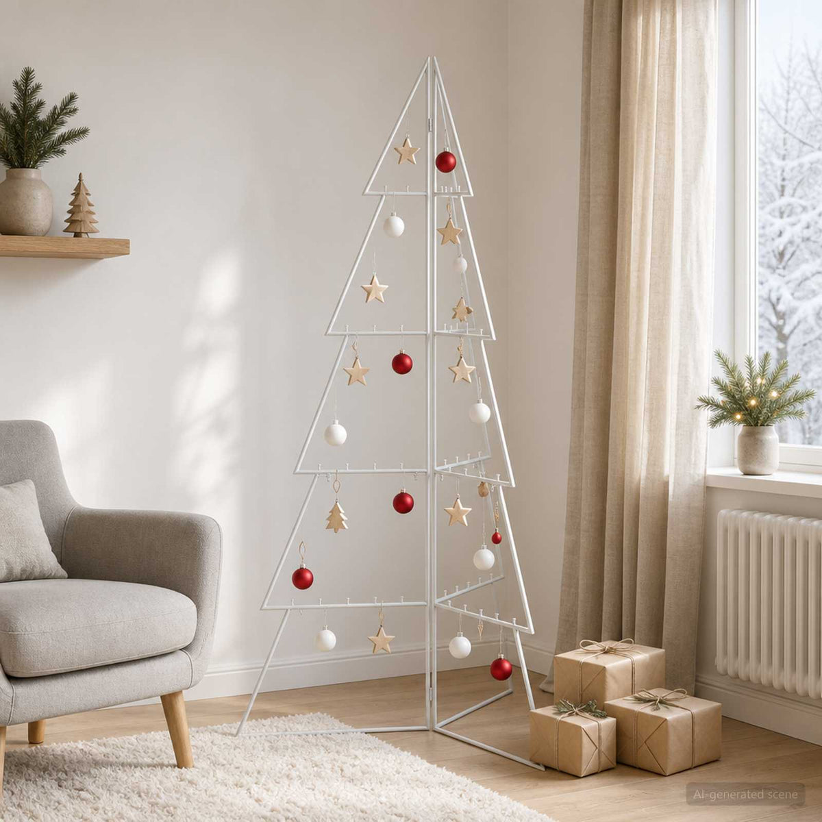 Fém karácsonyfa KUOPIO 140 cm Acél Fehér 3