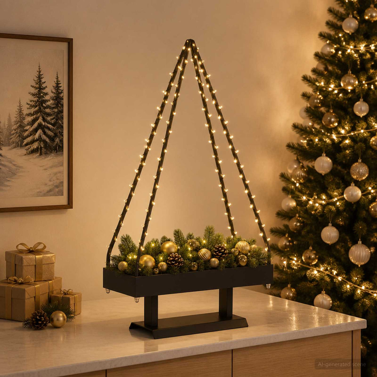 Fém karácsonyfa KUOPIO 60 cm Acél Fekete 4