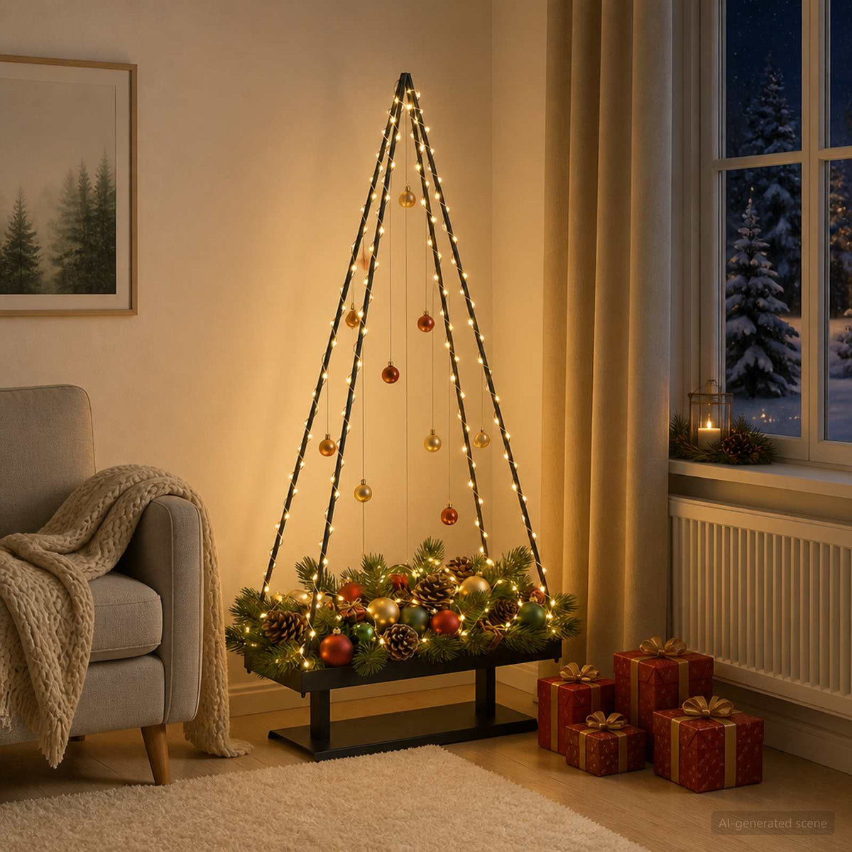 Fém karácsonyfa KUOPIO 150 cm Acél Fekete
