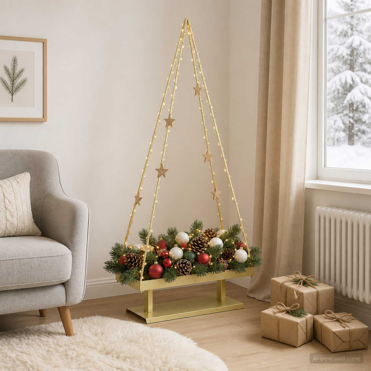 Fém karácsonyfa KUOPIO 125 cm Acél Arany 4