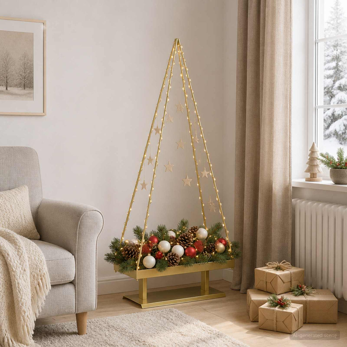 Fém karácsonyfa KUOPIO 150 cm Acél Arany