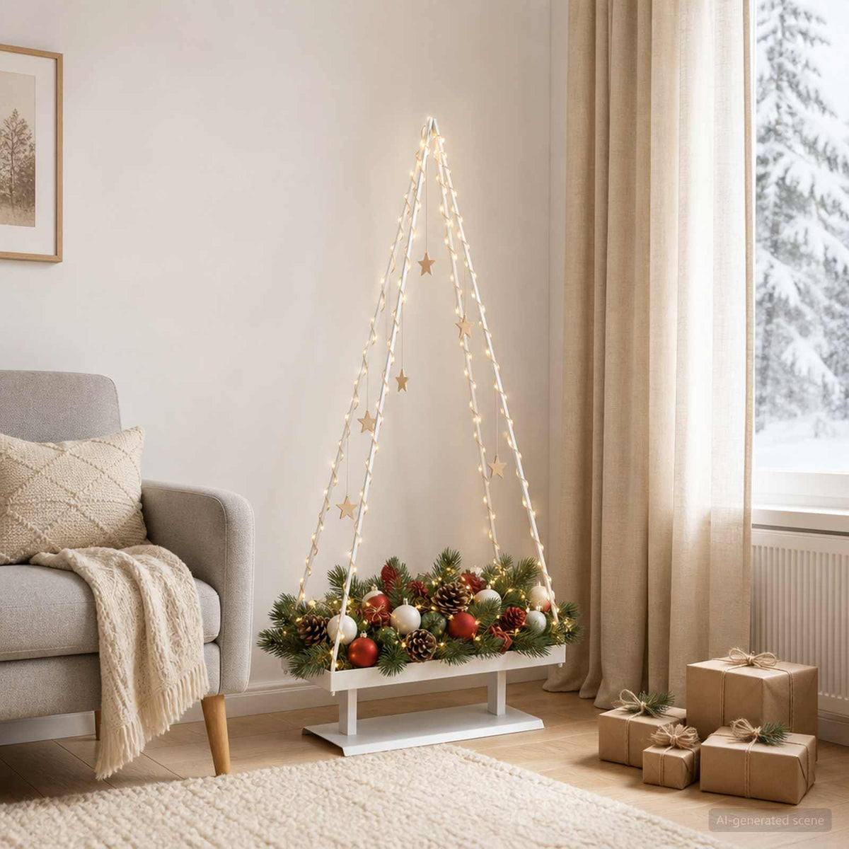 Fém karácsonyfa KUOPIO 150 cm Acél Fehér