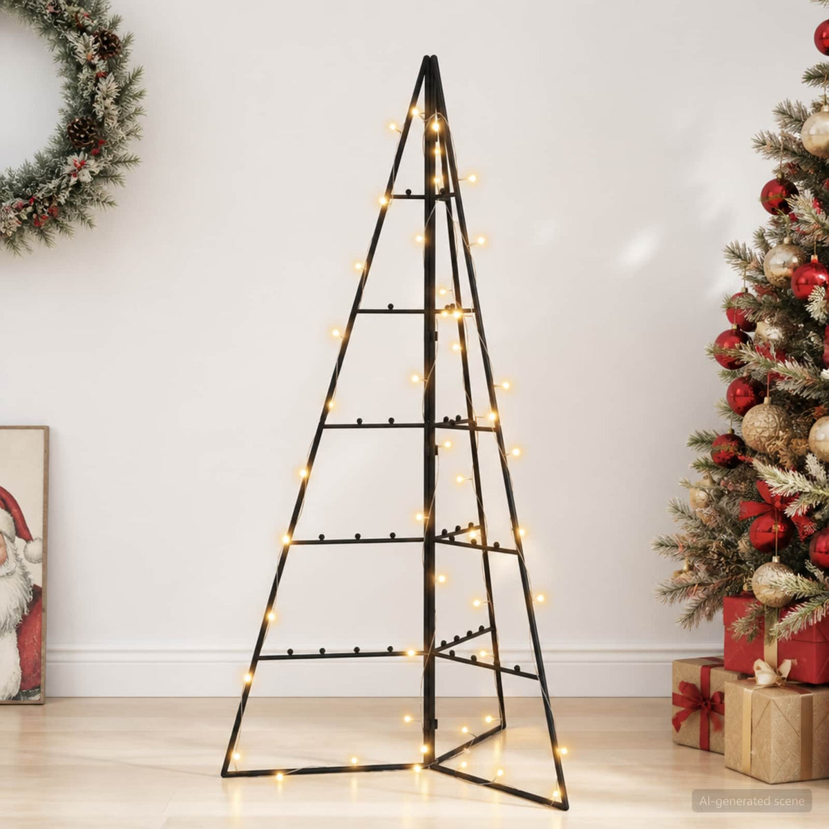Fém karácsonyfa LED-del KUOPIO 100 cm Meleg fehér Acél Fekete