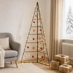 Fém karácsonyfa LED-del KUOPIO 140 cm Meleg fehér Acél Fekete 3