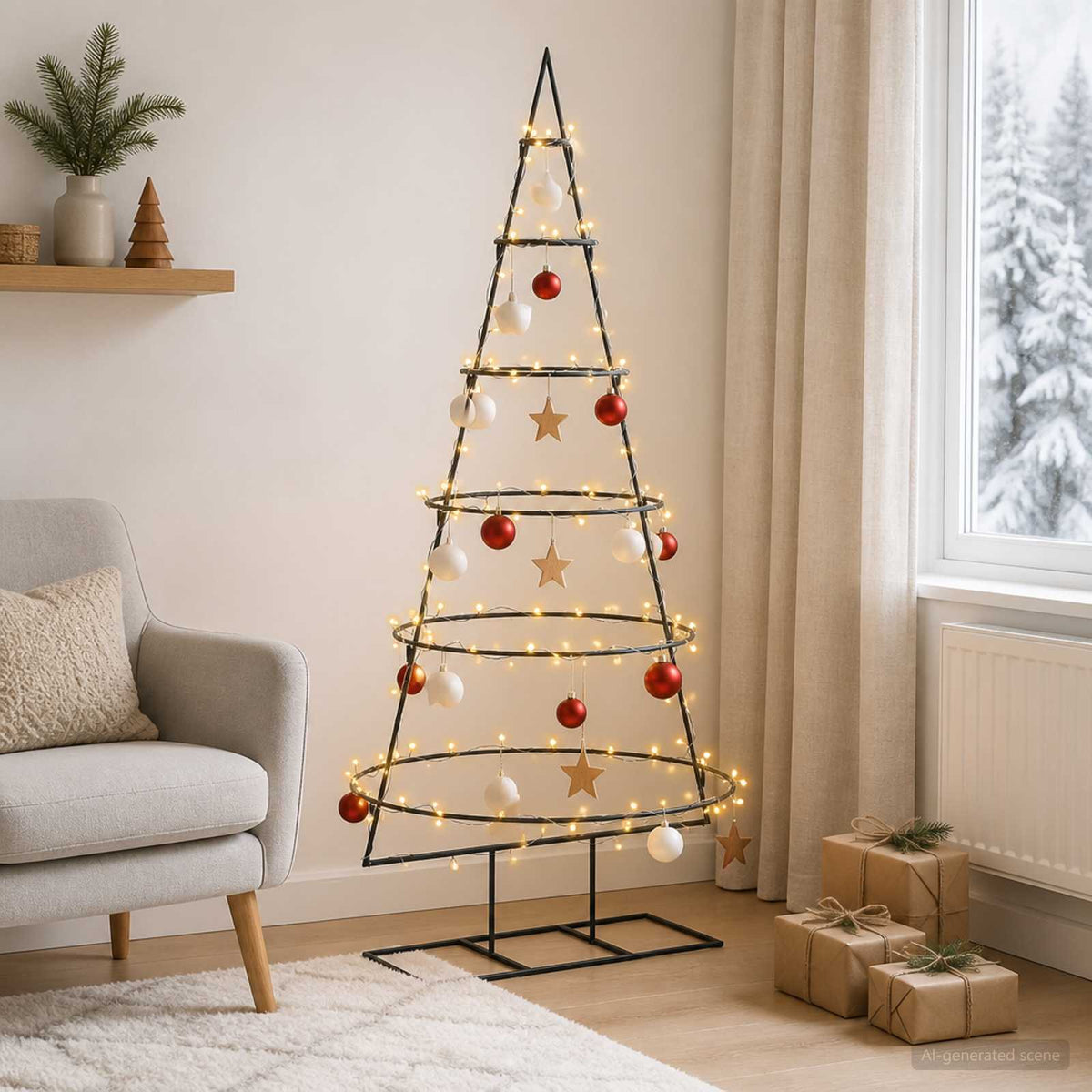Fém karácsonyfa állvánnyal KUOPIO 150 cm Meleg fehér Acél 3