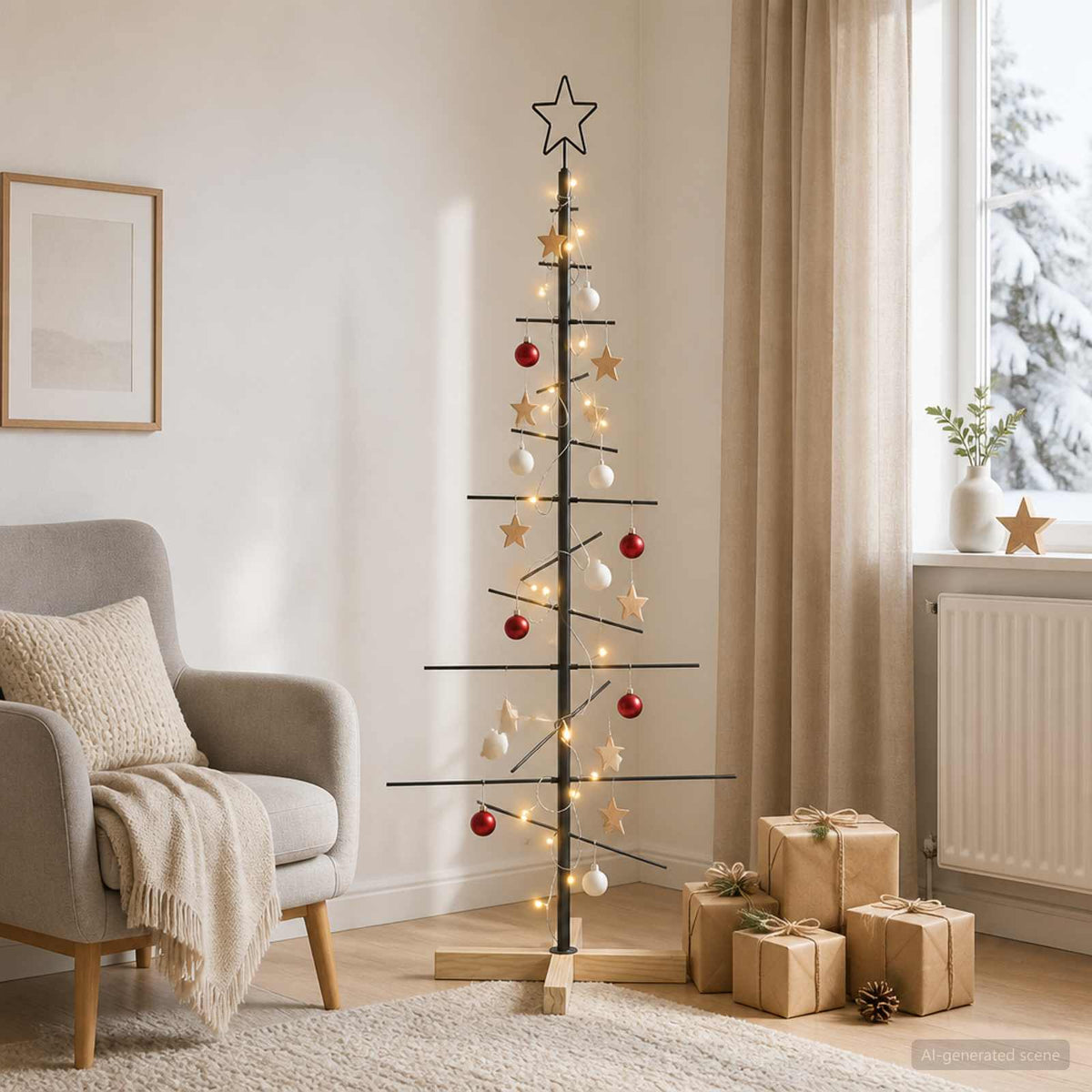 Fém karácsonyfa KUOPIO 120 cm Meleg fehér Acél Fekete 3