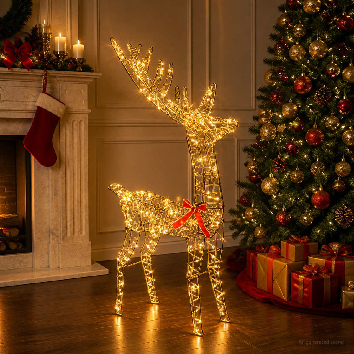 3D karácsonyi rénszarvas LOVIISA 300 LED Meleg fehér 3