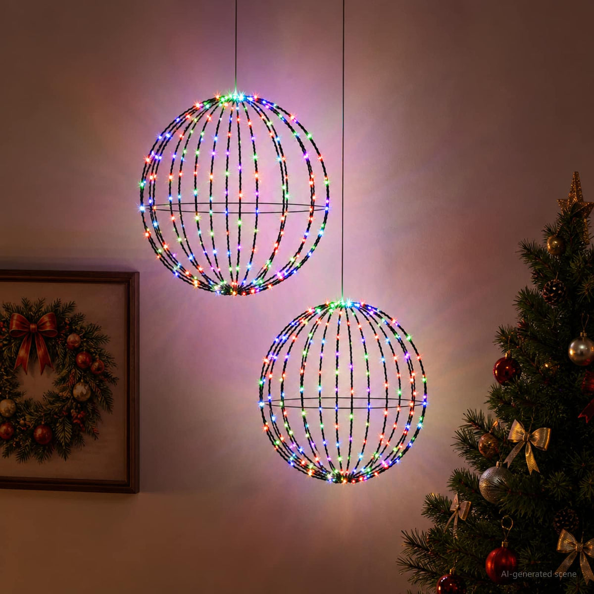 Karácsonyi csúcsdísz világítás 2 db 240 LED RGB