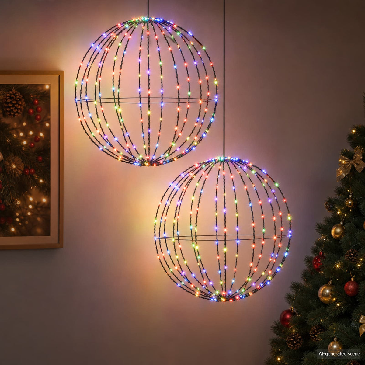Karácsonyi csúcsdísz világítás 2 db 384 LED RGB