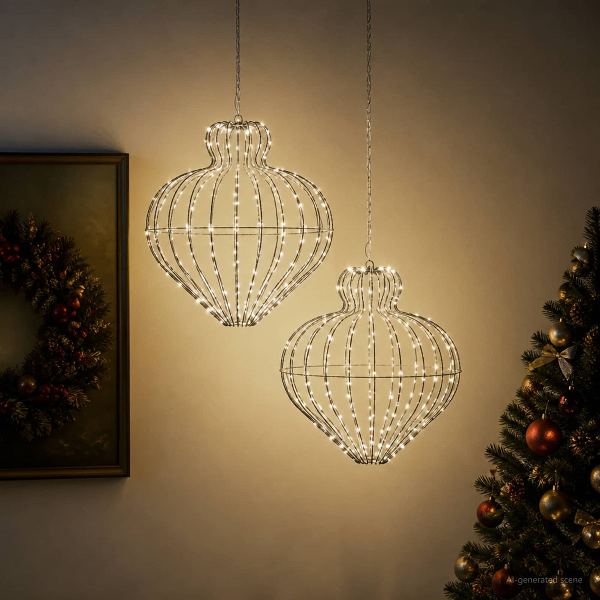 Karácsonyi csúcsdísz világítás 2 db 384 LED Hideg fehér