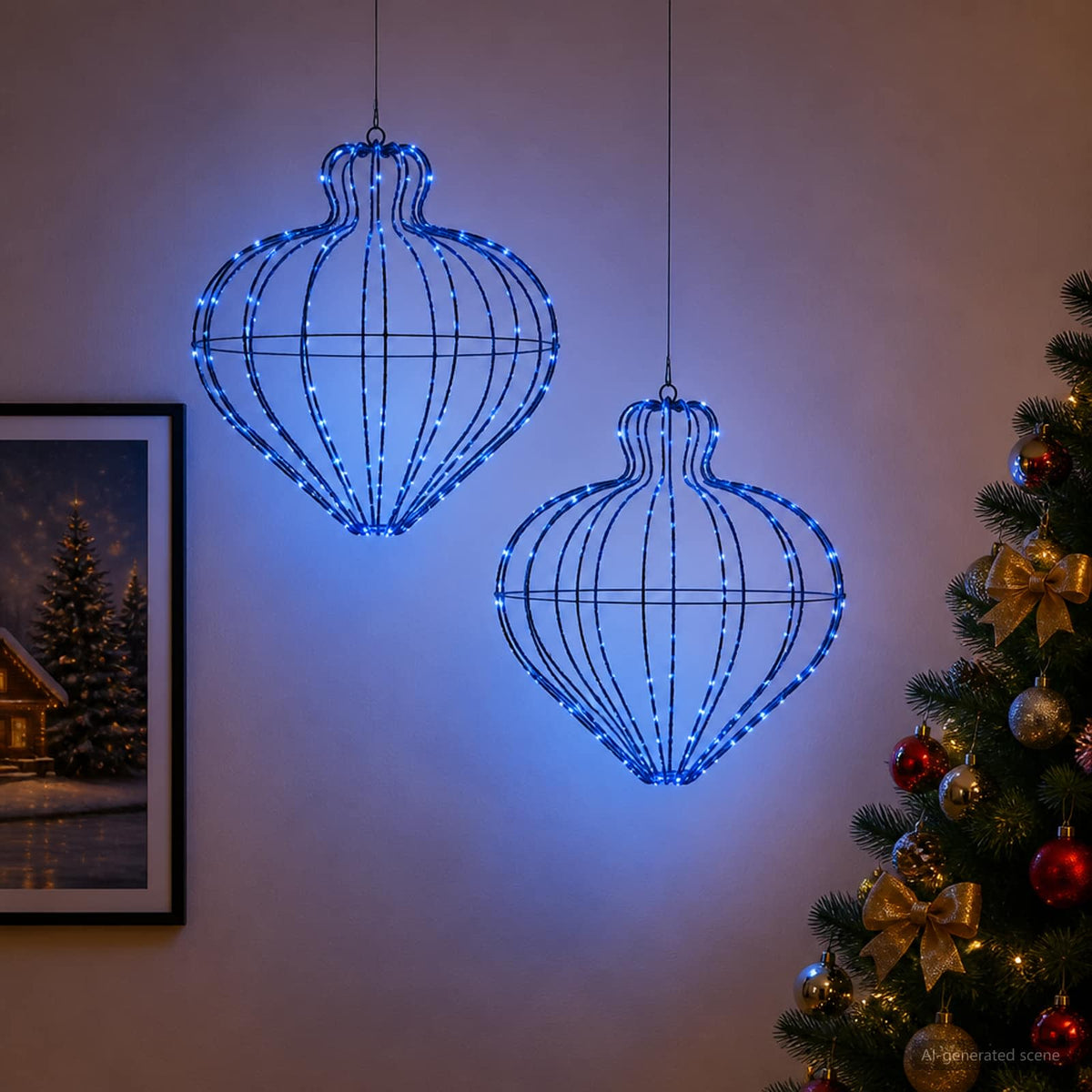 Karácsonyi csúcsdísz világítás 2 db 384 LED Kék Átm. 40 x 40 cm 3