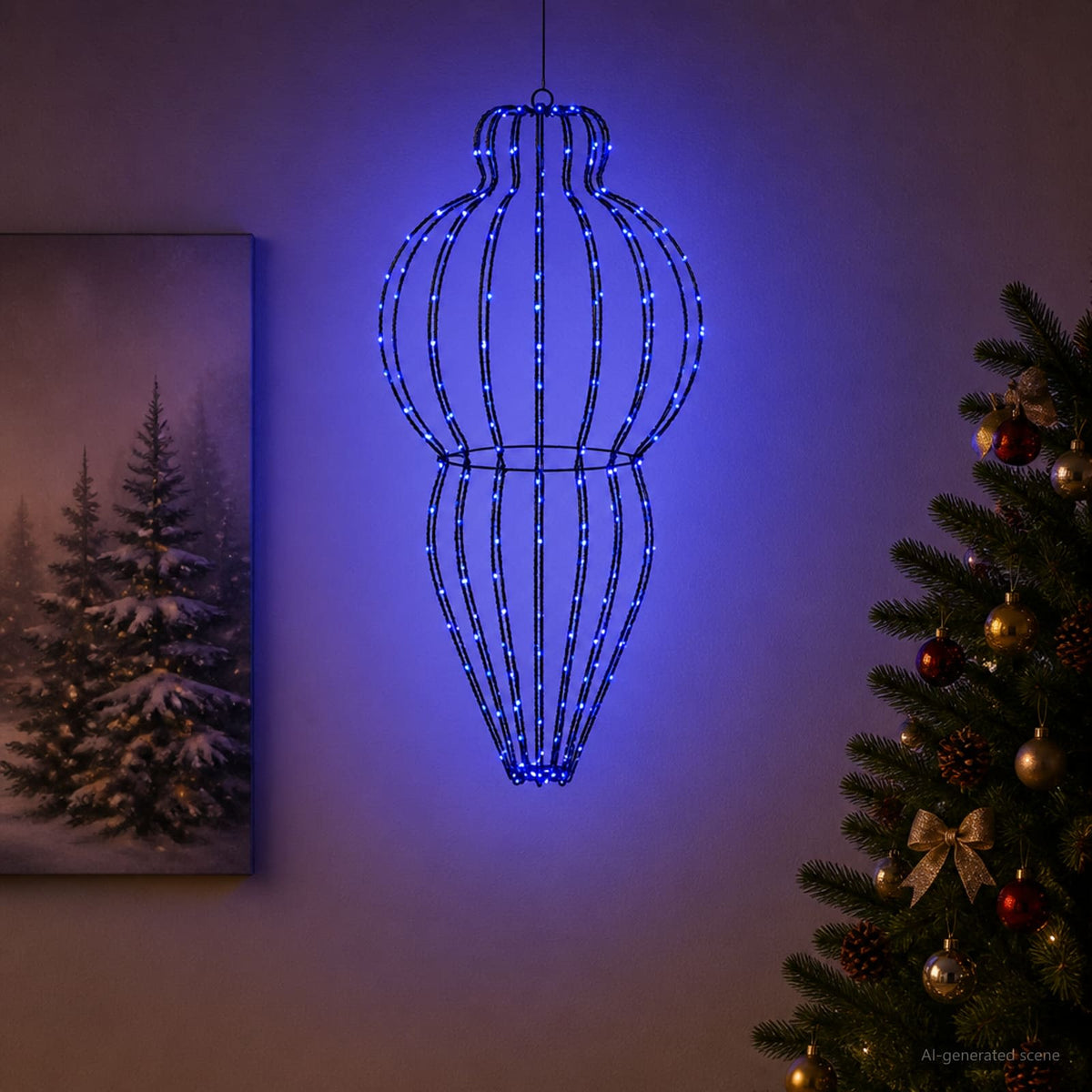 Karácsonyi csúcsdísz világítás 320 LED Kék Átm. 40 x 75 cm 3