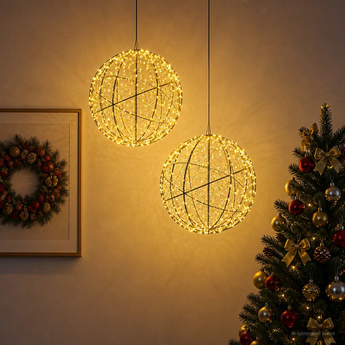 Karácsonyi csúcsdísz világítás 2 db 1500 LED Meleg fehér 3