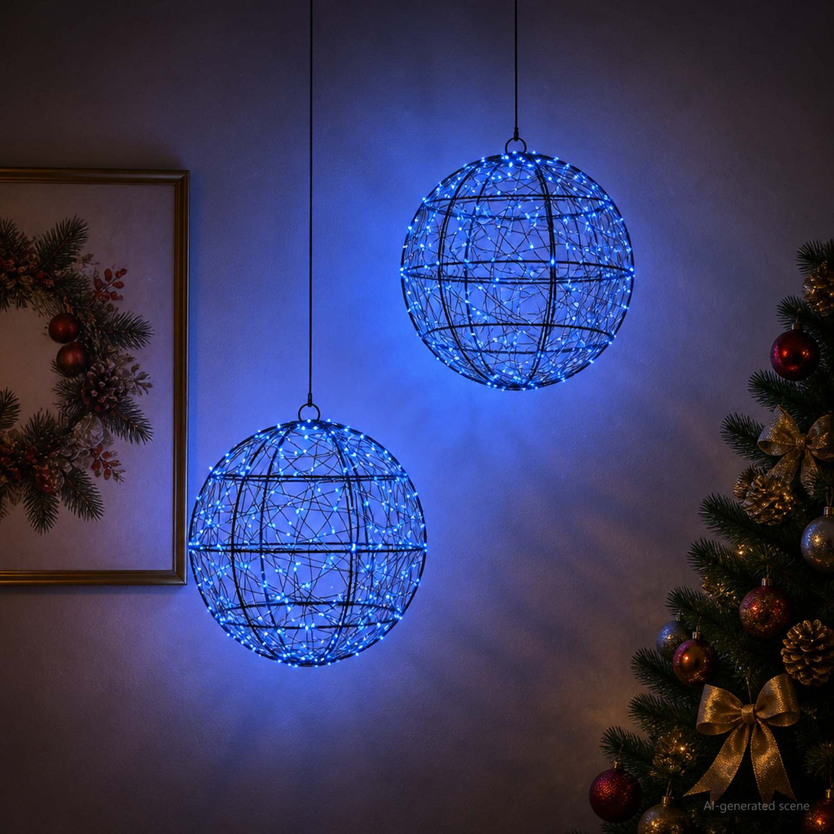 Karácsonyi csúcsdísz világítás 2 db 600 LED Kék 3