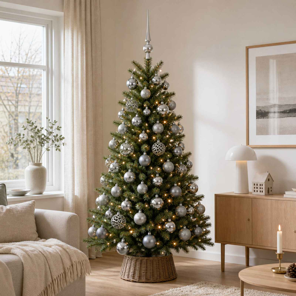 Karácsonyi Díszgömb Készlet 61 db Szürke Átm. 6 cm Műanyag 3