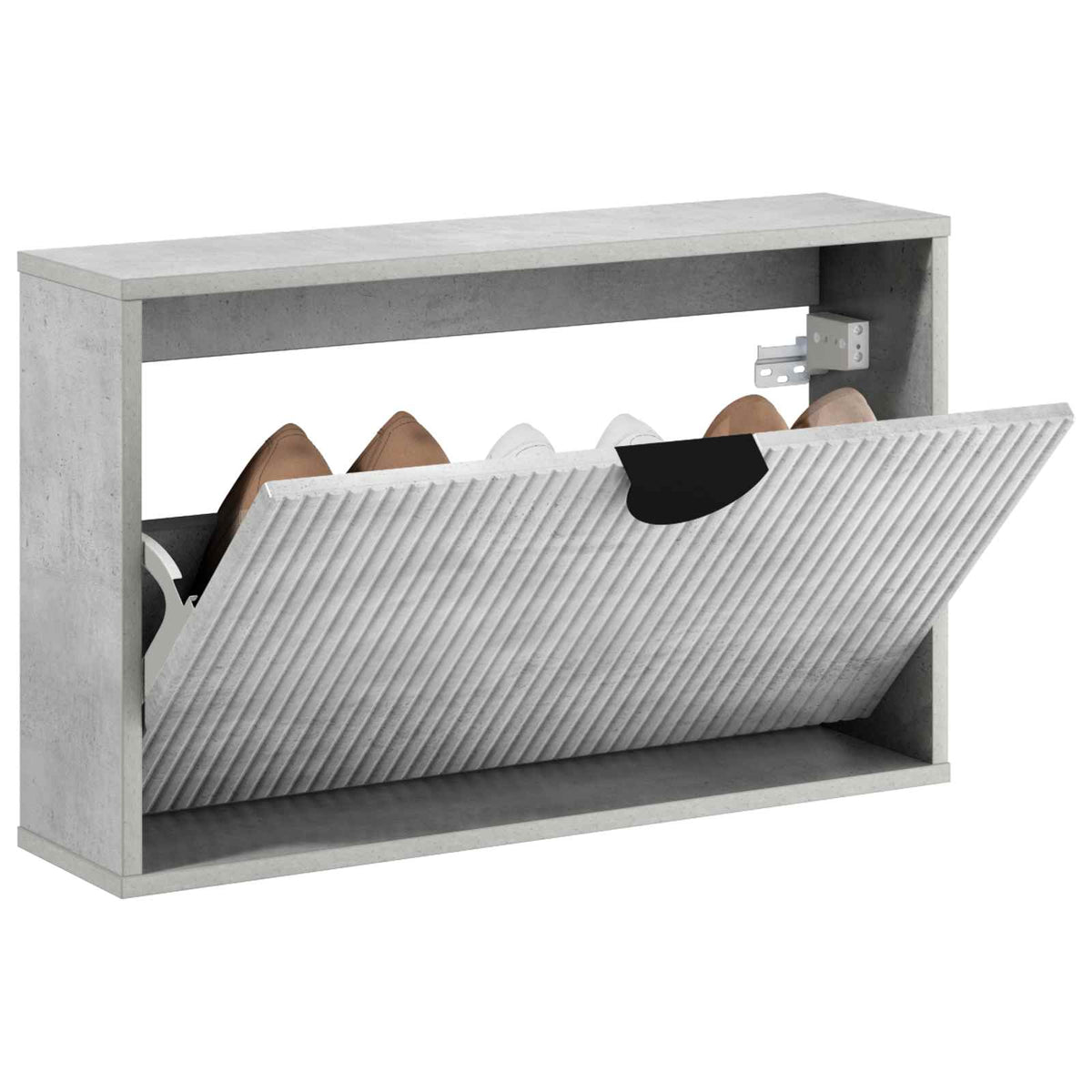Cipőszekrény VENRAY 70 x 17 x 43 cm Szerelt Fa Betonszürke 3